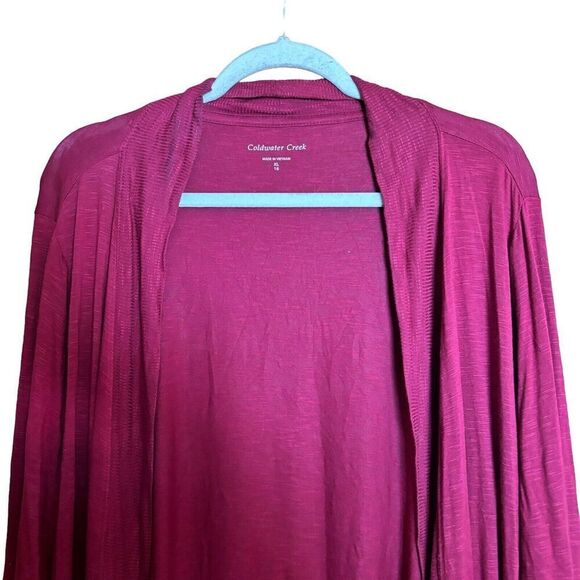 Coldwater Creek Cardigan Womens XL 16 Burgundy Open Pockets Duster Sweater - Picture 2 of 8